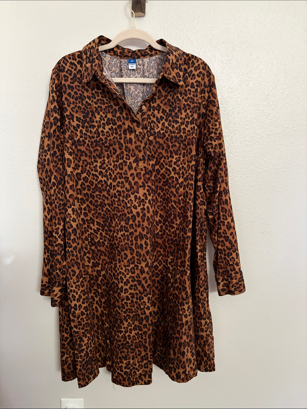 Old Navy Leopard Print Shirt Dress - XL Tall